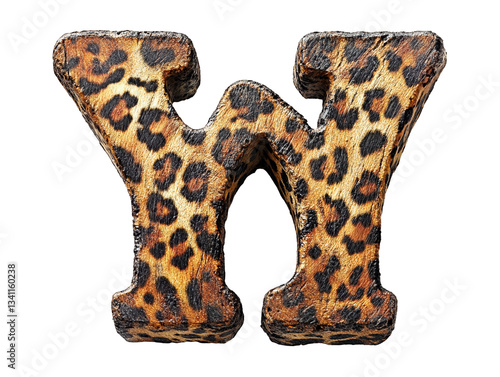 Wallpaper Mural 3D leopard print uppercase letter W isolated on white. Torontodigital.ca