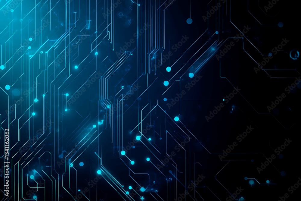 Abstract close-up of a glowing blue digital circuit board, showcasing intricate connections and technological design on a black background.
Abstract close-up of a glowing blue digital circuit board, showcasing intricate connections and technological design on a black background.
