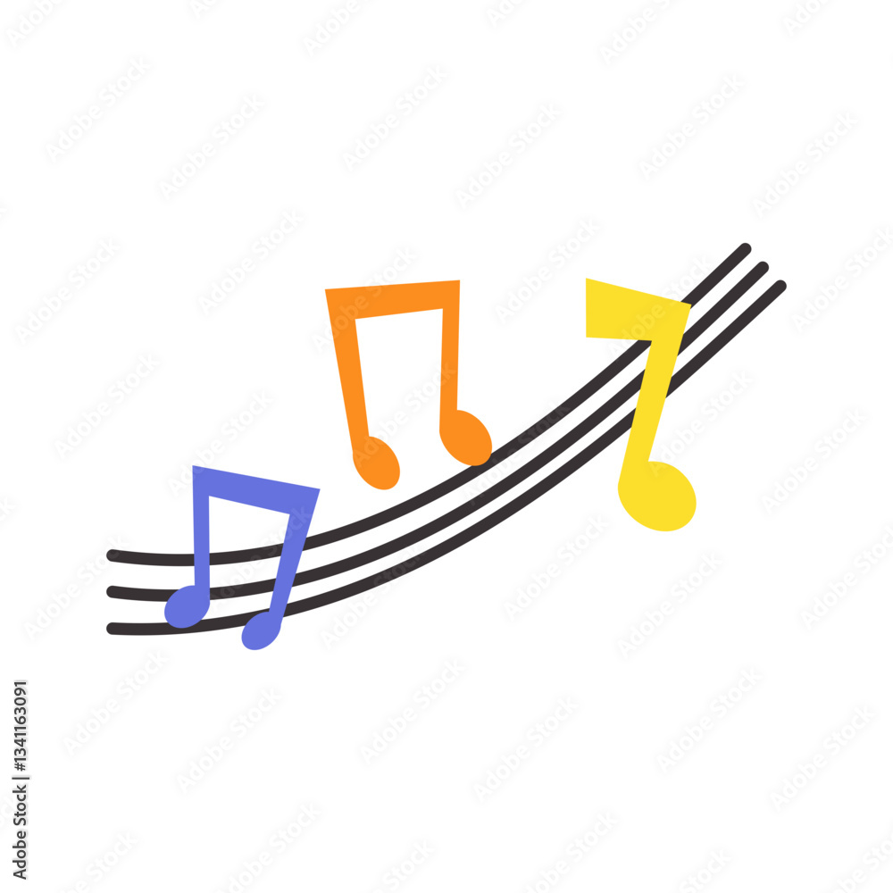 Colorful Musical Notes Illustration Colorful Musical Notes Illustration