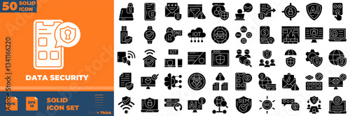 Data security Solid Editable Icons set