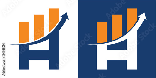 Letter H Financial Logo. Finance and Financial Investment Development Logo Template Concept with Business Growth Arrow