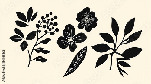 Wallpaper Mural Elegant Black and White Floral Wall Art Print Torontodigital.ca