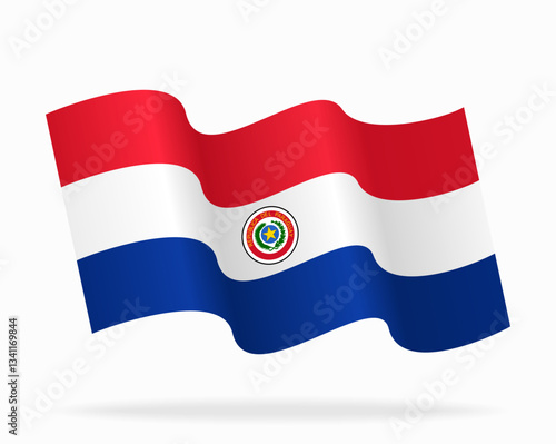 Paraguayan flag wavy background layout. Vector illustration.