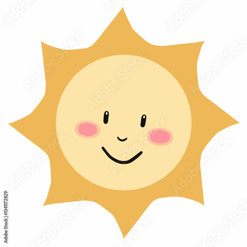 Radiant Sun: A cheerful illustration of the sun with a friendly face and a bright, inviting glow.