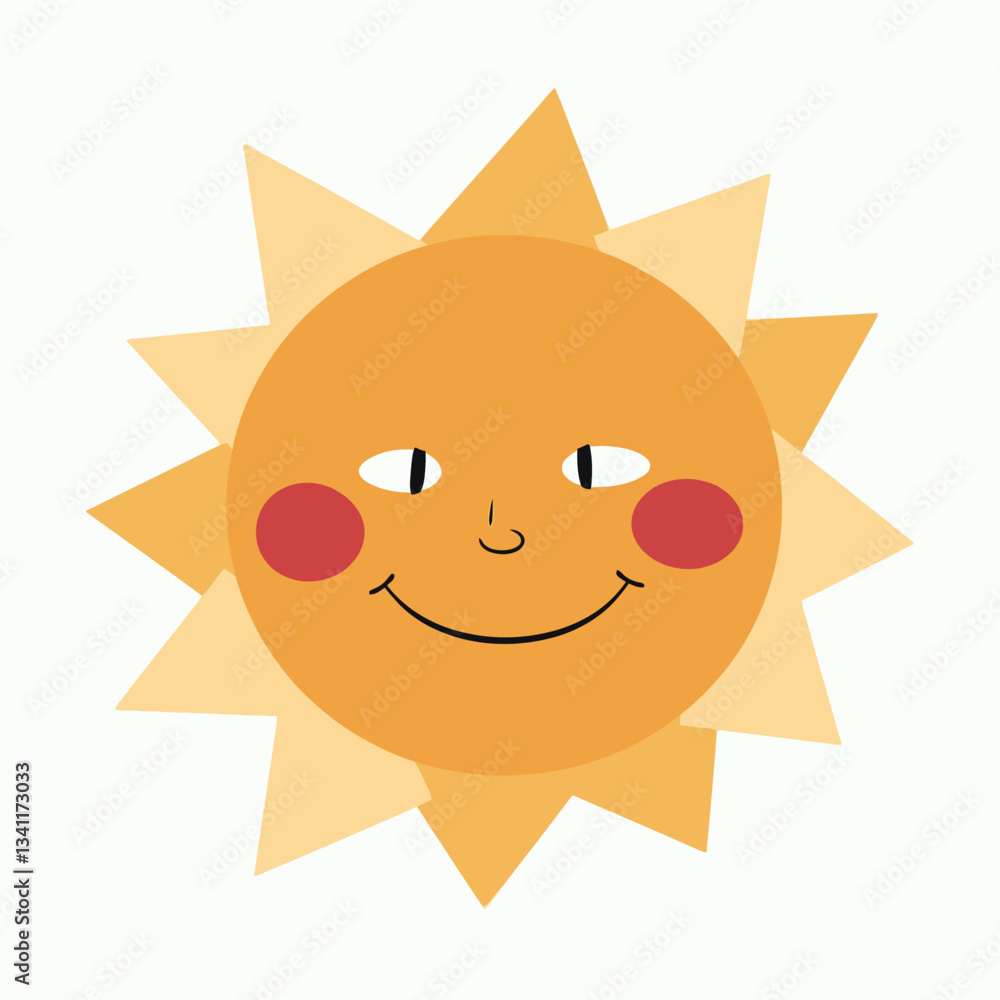 Cheerful Sun Illustration: A vibrant illustration of a smiling sun, radiating warmth and positivity, perfect for evoking feelings of happiness and summertime joy. Cheerful Sun Illustration: A vibrant illustration of a smiling sun, radiating warmth and positivity, perfect for evoking feelings of happiness and summertime joy.