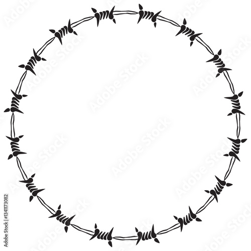 Barbed Wire Circle Frame Vector