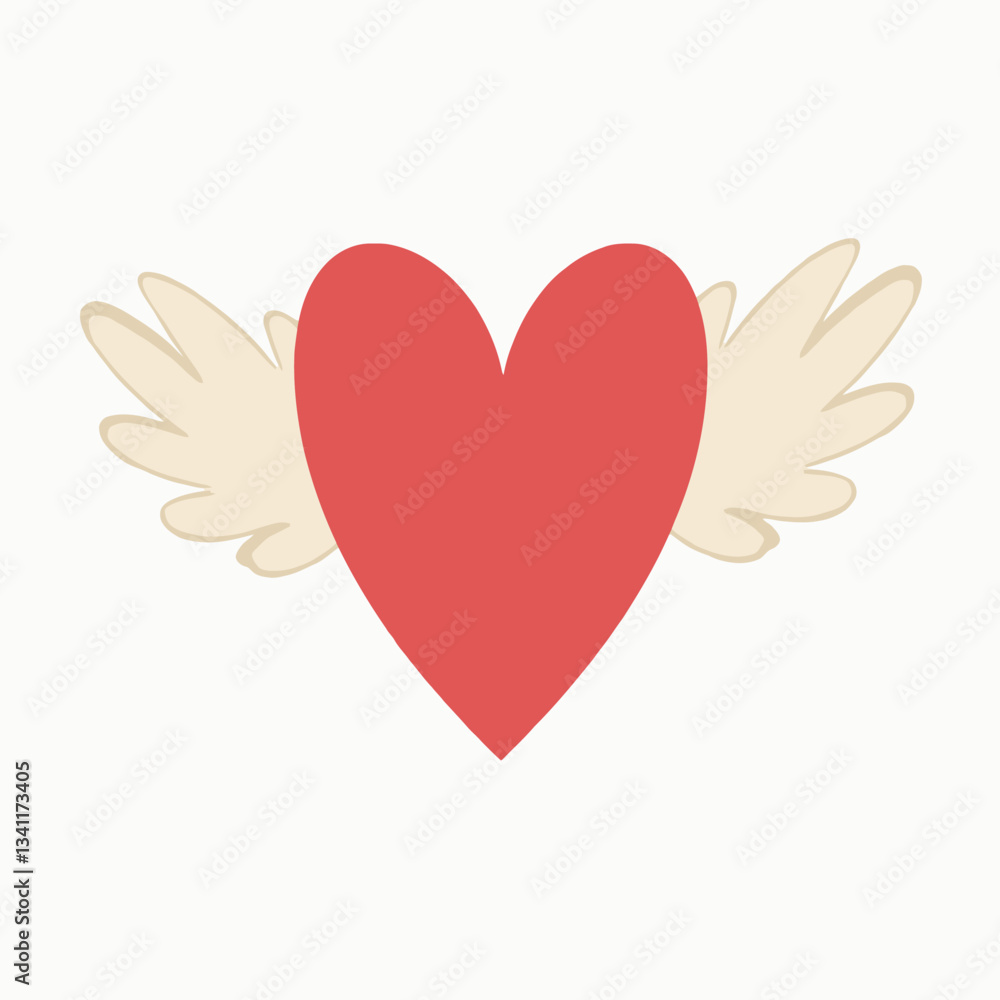 Soaring Love: A vibrant illustration of a red heart adorned with delicate, stylized wings, representing love, freedom, and the uplifting power of affection Soaring Love: A vibrant illustration of a red heart adorned with delicate, stylized wings, representing love, freedom, and the uplifting power of affection