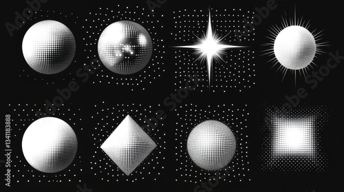 Obraz na płótnie Geometric shapes and reflective surfaces display modern abstract design in black background w salonie