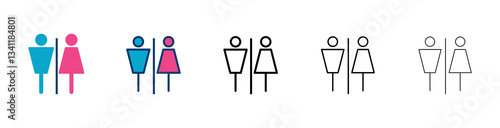 Toilet icon vector isolated on white background. Toilet sign. Man and woman restroom icon vector. Male and female icon