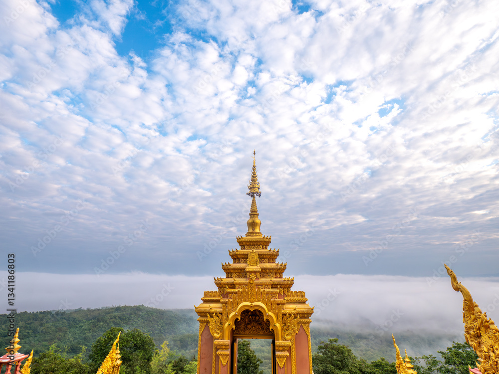 Naklejka premium Golden Gate to the Sky - Wat Phra That Doi Phra Chan