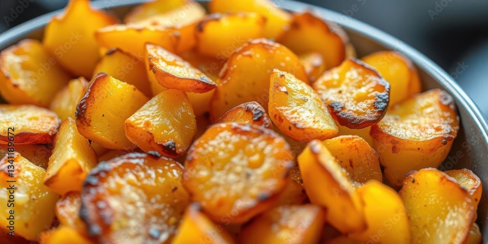 Golden-brown pan-fried potatoes, crispy edges, german food, fried potatoes Golden-brown pan-fried potatoes, crispy edges, german food, fried potatoes