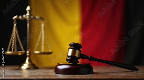 Belgian Law and Justice Concept with Gavel and Scales