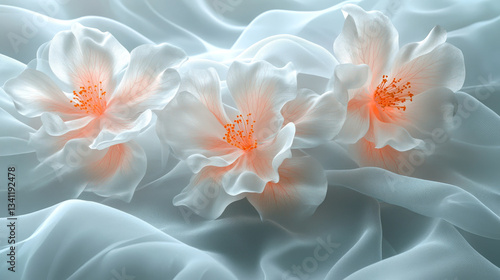 Obraz na płótnie Elegant white flowers with soft fabric backdrop create a serene decor setting for events w salonie