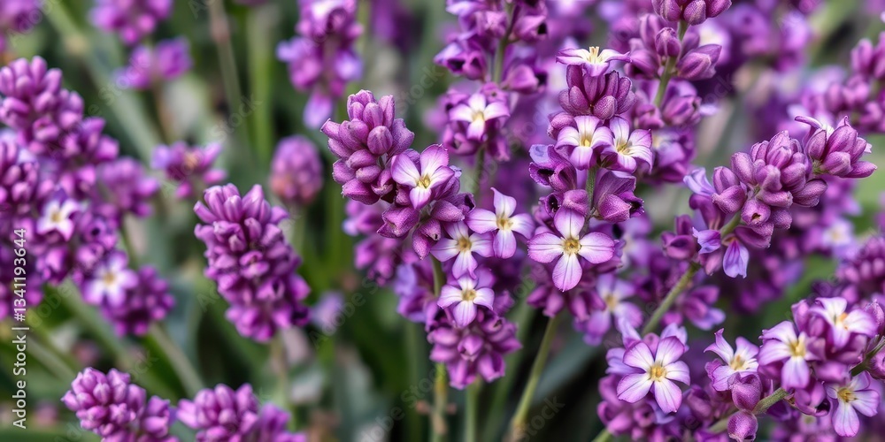 Close-up of lavender flowers, purple hues, delicate blooms, lavender, field Close-up of lavender flowers, purple hues, delicate blooms, lavender, field