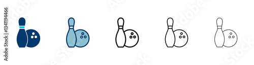 Bowling game Pin Icon vector isolated on white background. Bowling icon, ball and pin
