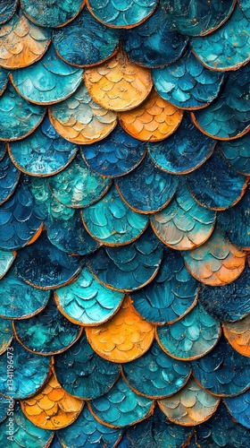 Wallpaper Mural Captivating fish scales pattern underwater realm digital artwork high-fidelity environment macro viewpoint hyperdetailed concept Torontodigital.ca