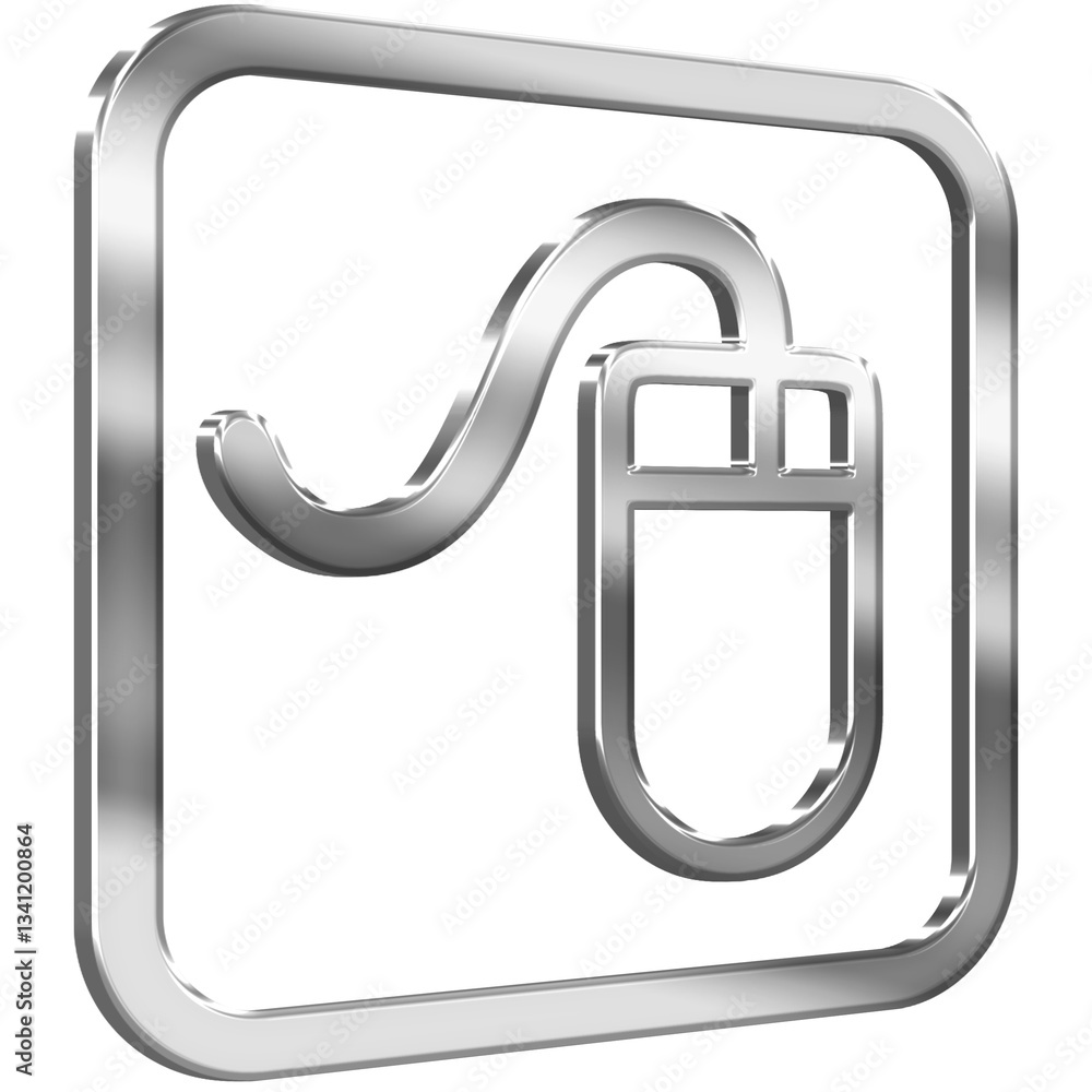 Computer Mouse 3D icon with silver metallic effect Computer Mouse 3D icon with silver metallic effect