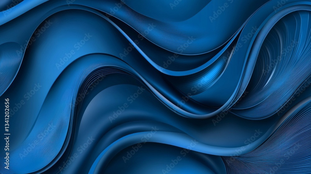 Obraz premium An eye-catching abstract corporate background with wavy lines in a vibrant blue hue creates a modern setting for presentations, with its flowing art design conveying a sense of digitization