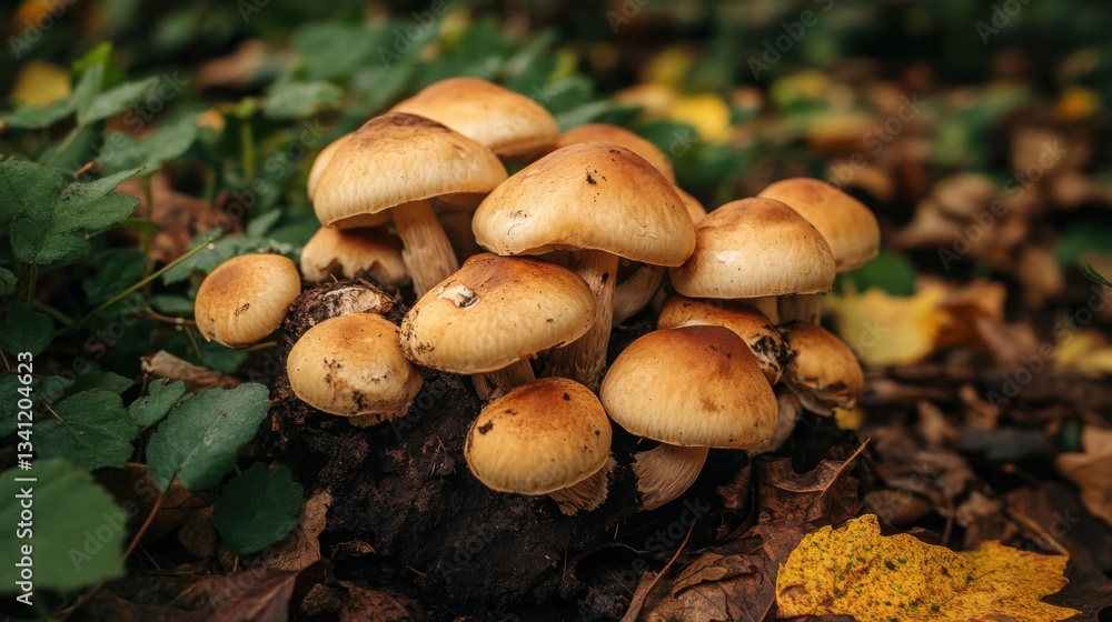 Wild mushrooms forest bounty. Generative AI Wild mushrooms forest bounty. Generative AI