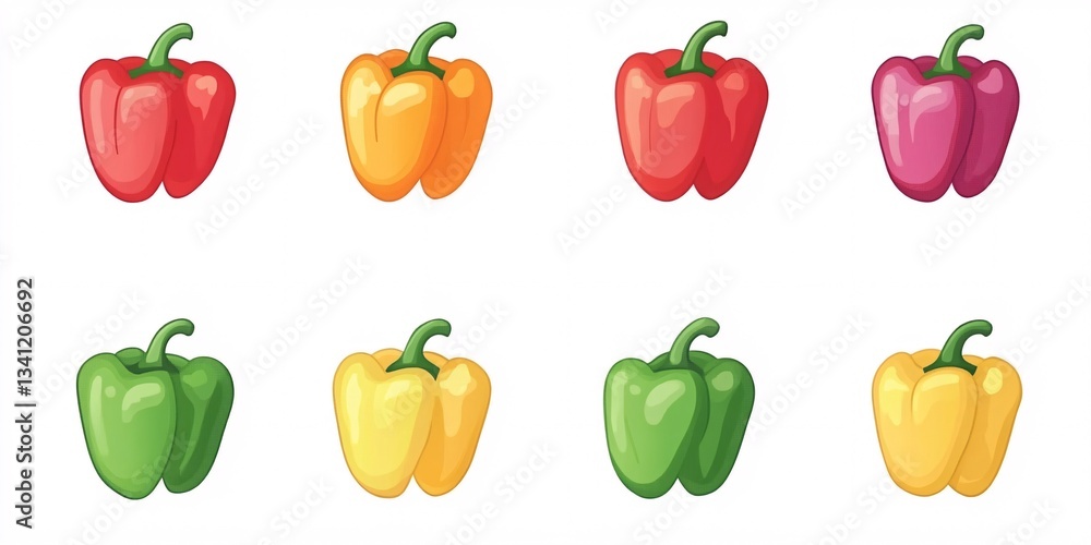 Mixed Bell Peppers Displaying a Rainbow of Colorful Healthy Produce Mixed Bell Peppers Displaying a Rainbow of Colorful Healthy Produce
