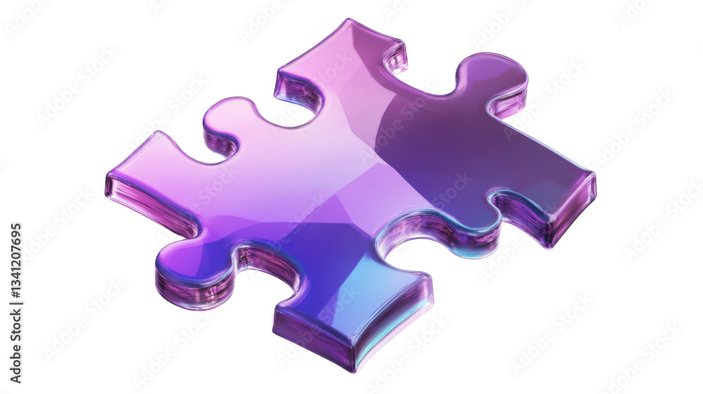 Obraz premium purple blue jigsaw puzzle pieces holographic isolated on white background 