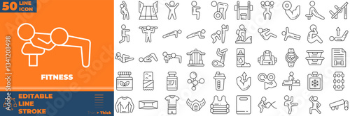 Fitness Line Editable Icons set