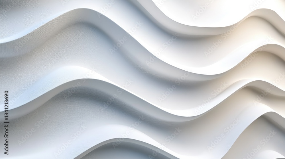 3D abstract white waveforms with soft shadows, evoking a futuristic and modern atmosphere. 3D abstract white waveforms with soft shadows, evoking a futuristic and modern atmosphere.