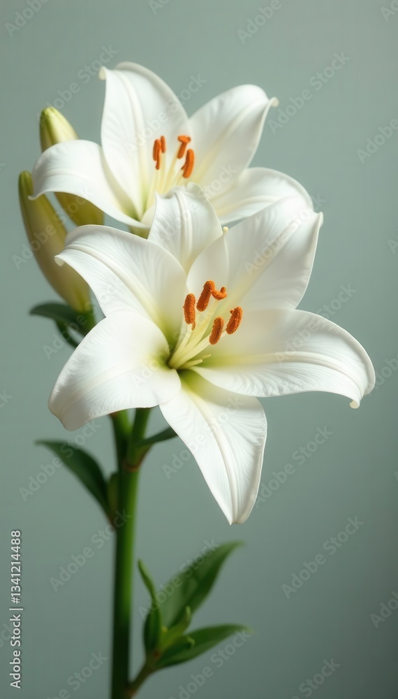 Delicate white lilies, pollen visible, elegant arrangement , pure, bouquet, blossom Delicate white lilies, pollen visible, elegant arrangement , pure, bouquet, blossom
