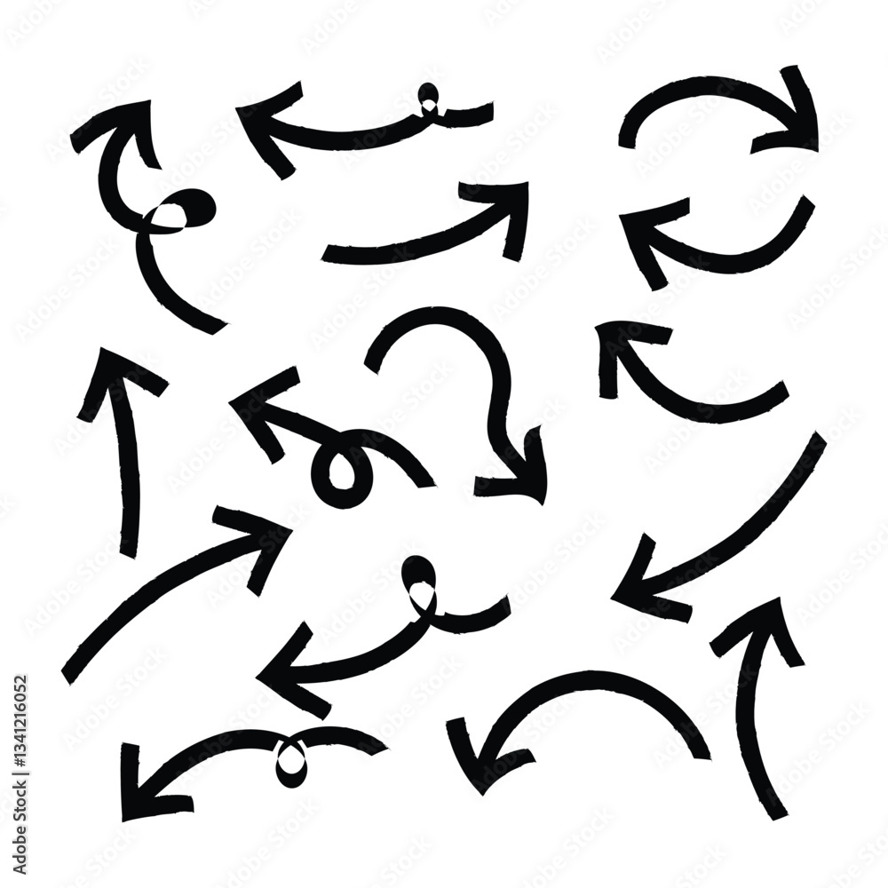 Hand drawn pencil arrows. Doodle curved chalk darts. Texture design elements of scribble lines. Vector illustration of hand painted crayon check lines in eps 10. Hand drawn pencil arrows. Doodle curved chalk darts. Texture design elements of scribble lines. Vector illustration of hand painted crayon check lines in eps 10.