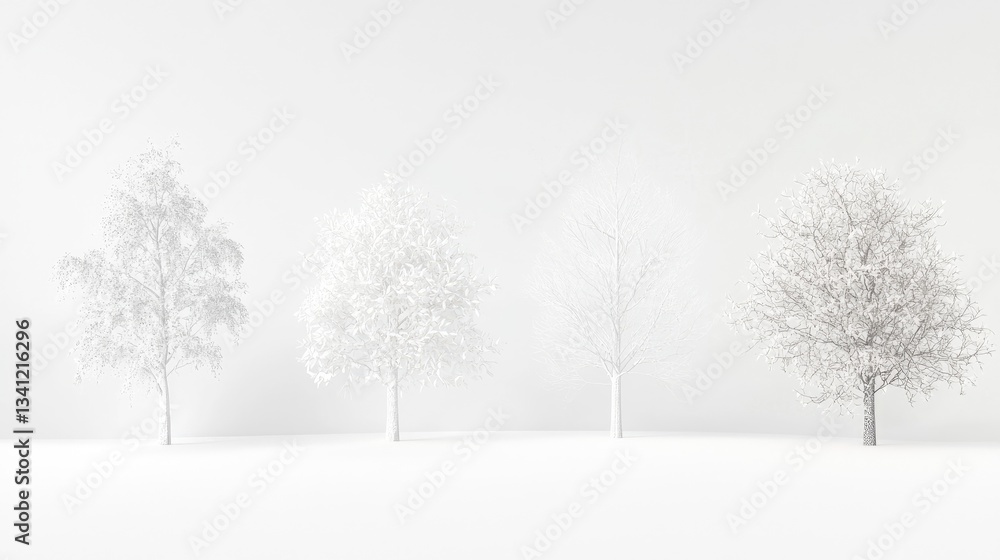 an image of the four seasons represented abstractly in white. an image of the four seasons represented abstractly in white.