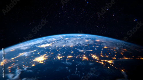 Glowing Earth at Night from Space