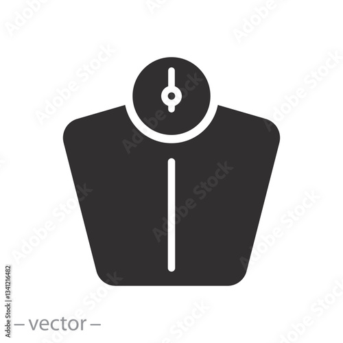 flat vector illustration of bathroom weight scale icon, weighing