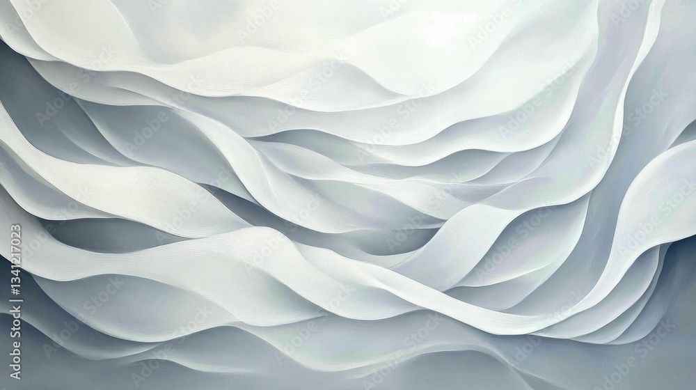 Fototapeta premium Gentle white waves resembling a flowing ocean, soft and dreamy with a relaxing ambiance.