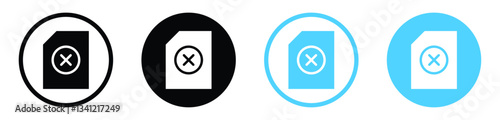 Delete Document vector icons in black and blue colors