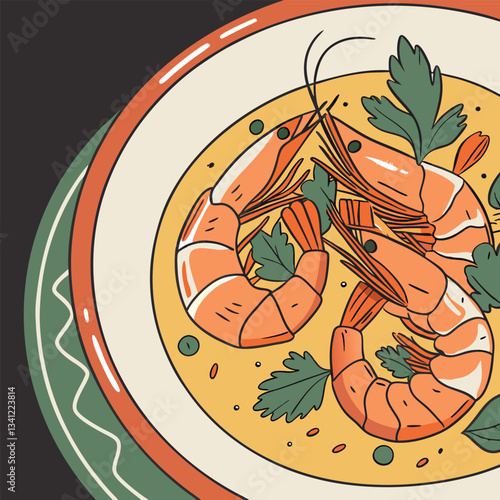 Sizzling Garlic Shrimp: A Delicious Sautéed Prawn Dish food meal menu lunch plate tasty   