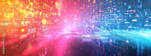 Wallpaper Mural Colorful Abstract Background with Light Trails and Digital Elements Torontodigital.ca