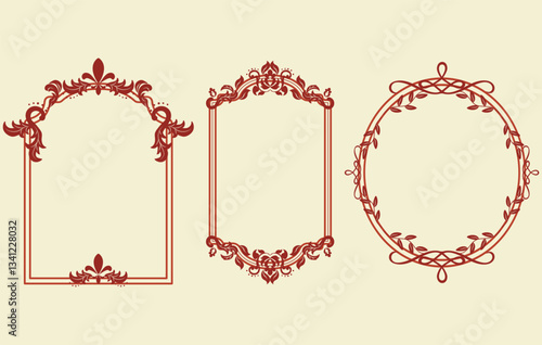 Vintage ornate border frames set. A vector collection of retro elegant decorative labels for greeting cards, weddings, invitations, certificates, and luxury packaging