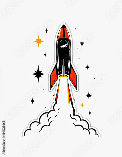 cartoon rocket in space