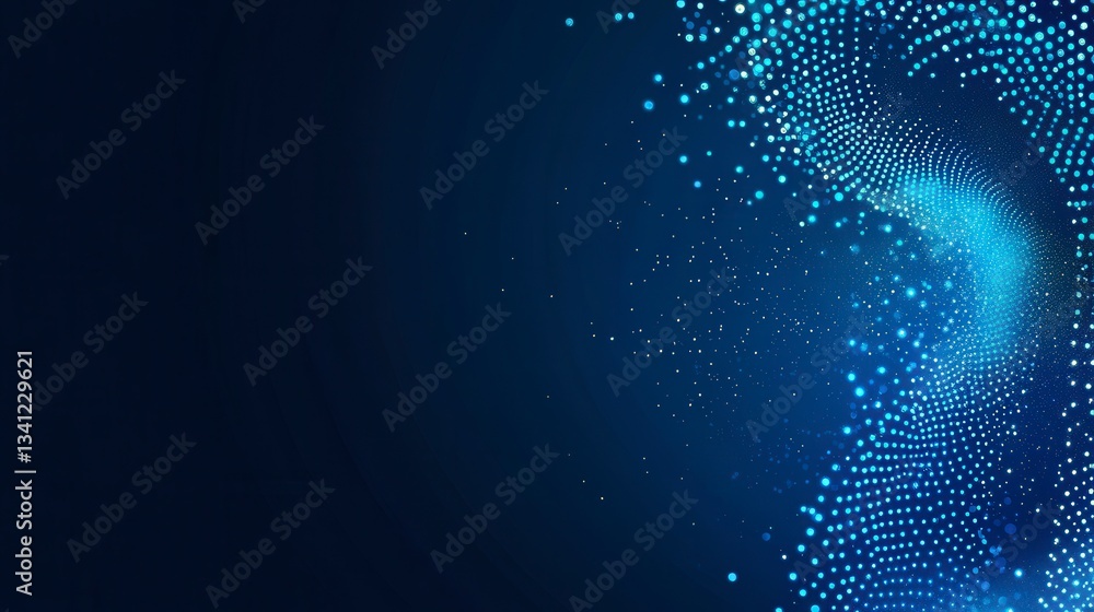 Fototapeta premium Abstract Digital Art: A mesmerizing display of swirling light and dots, perfect for technology-themed designs.