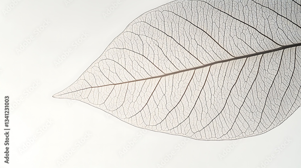 Fototapeta premium A delicate skeleton of a leaf showing intricate vein patterns