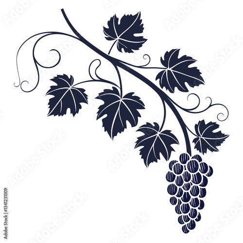 Grapevine Silhouette Icon Vector | Elegant Vine Illustration