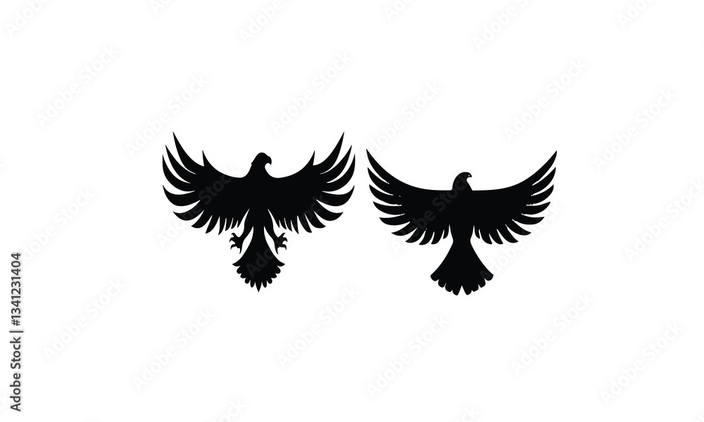 Obraz premium Print Eagle silhouette set vector design big pack of illustration and icon isolated on white background 