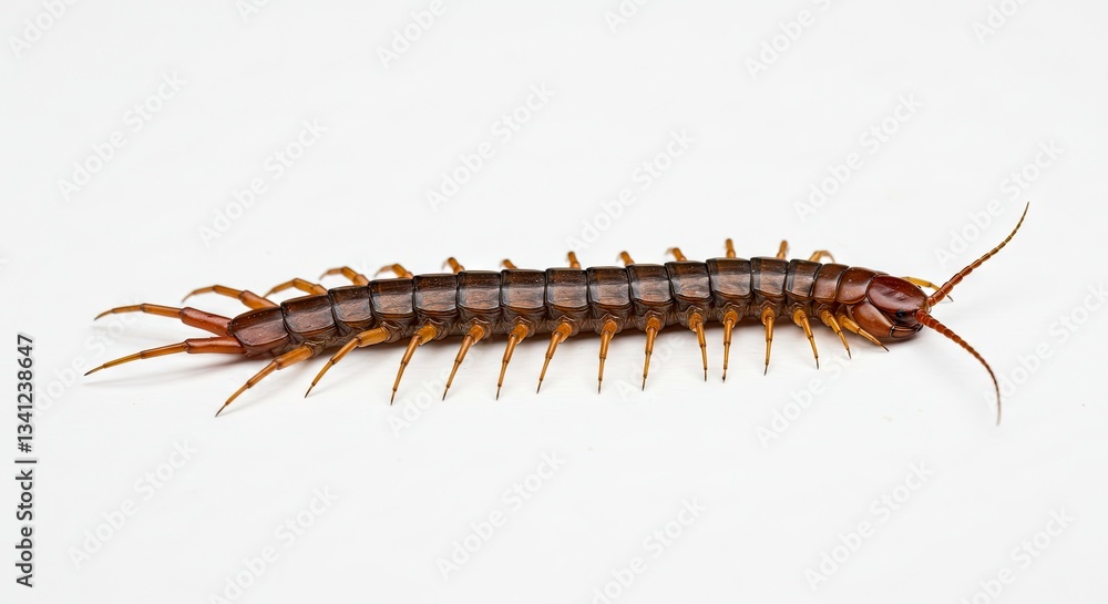 Centipede Crawling Isolated on White Background Macro Closeup Insect Specimen Centipede Crawling Isolated on White Background Macro Closeup Insect Specimen