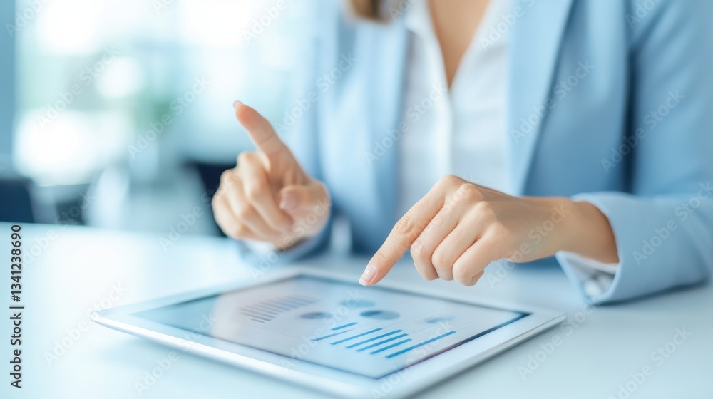 Business Professional Analyzing Data on Digital Tablet Screen Business Professional Analyzing Data on Digital Tablet Screen