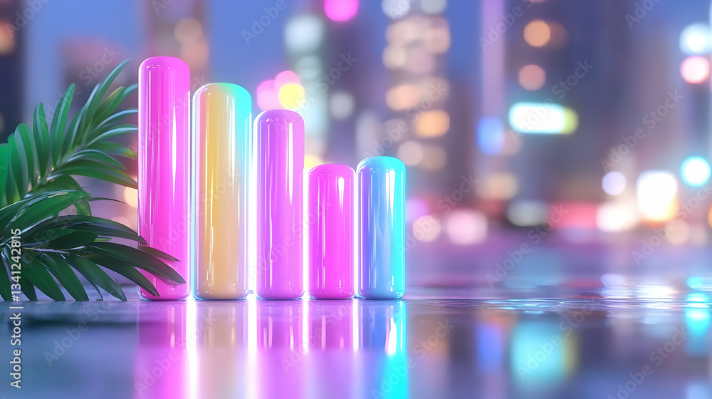 Fototapeta premium Futuristic Neon Data Visualization with Colorful Bars