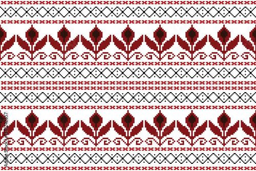 Seamless pixel floral pattern for carpet, fabric printing, decoration.