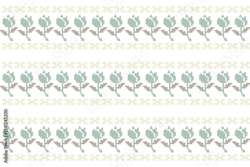 Seamless pixel floral pattern for carpet, fabric printing, decoration. tulips pattern.