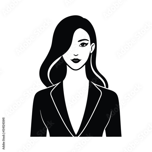Stylish Woman, Black and White Portrait, Professional, Elegant, Avatar, Icon, Female, Business, Fash