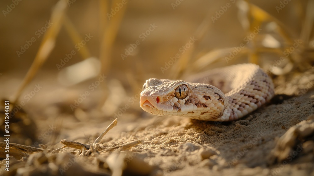 Fototapeta premium Desert Snake in Sunny Grassy Field