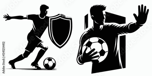 Football Player Shielding the ball silhouette, protecting possession, a vital part of attacking play.
